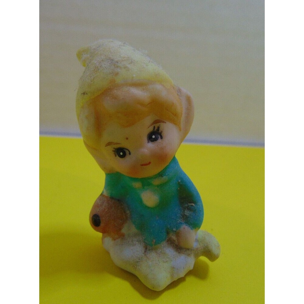 Pixie, Elf, Gnome - Yellow hat Blue Tunic Sitting 2"tall Small Figure -Vtg.